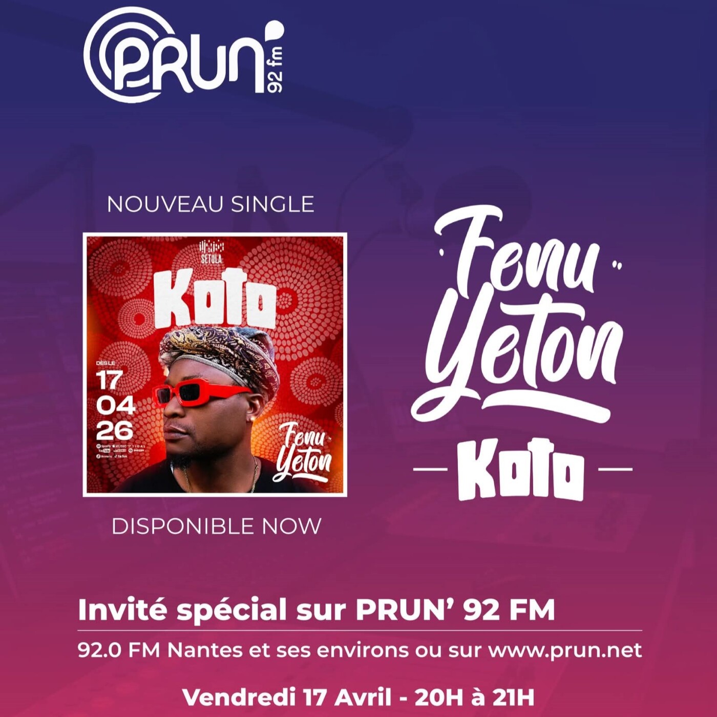 Emission saison 25/26 #24 - Fenu Yeton présente son nouveau titre "Koto"